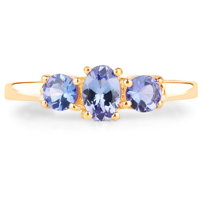 18K Yellow Gold Plated 0.90 Carat Genuine Tanzanite .925 Sterling Silver Ring by Bids.com