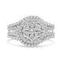 14K White Gold 1 1/2 Cttw Diamond Floral Cluster and Studded Shank Halo Ring (H-I Color, SI2-I1 Clarity) - Ring Size 7 