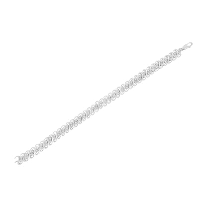 .925 Sterling Silver 1/4 cttw Round-Cut Diamond Double Row Wrapped S-Link Bracelet (I-J Color, I2-I3 Clarity) - Size 7.25" by Bids.com