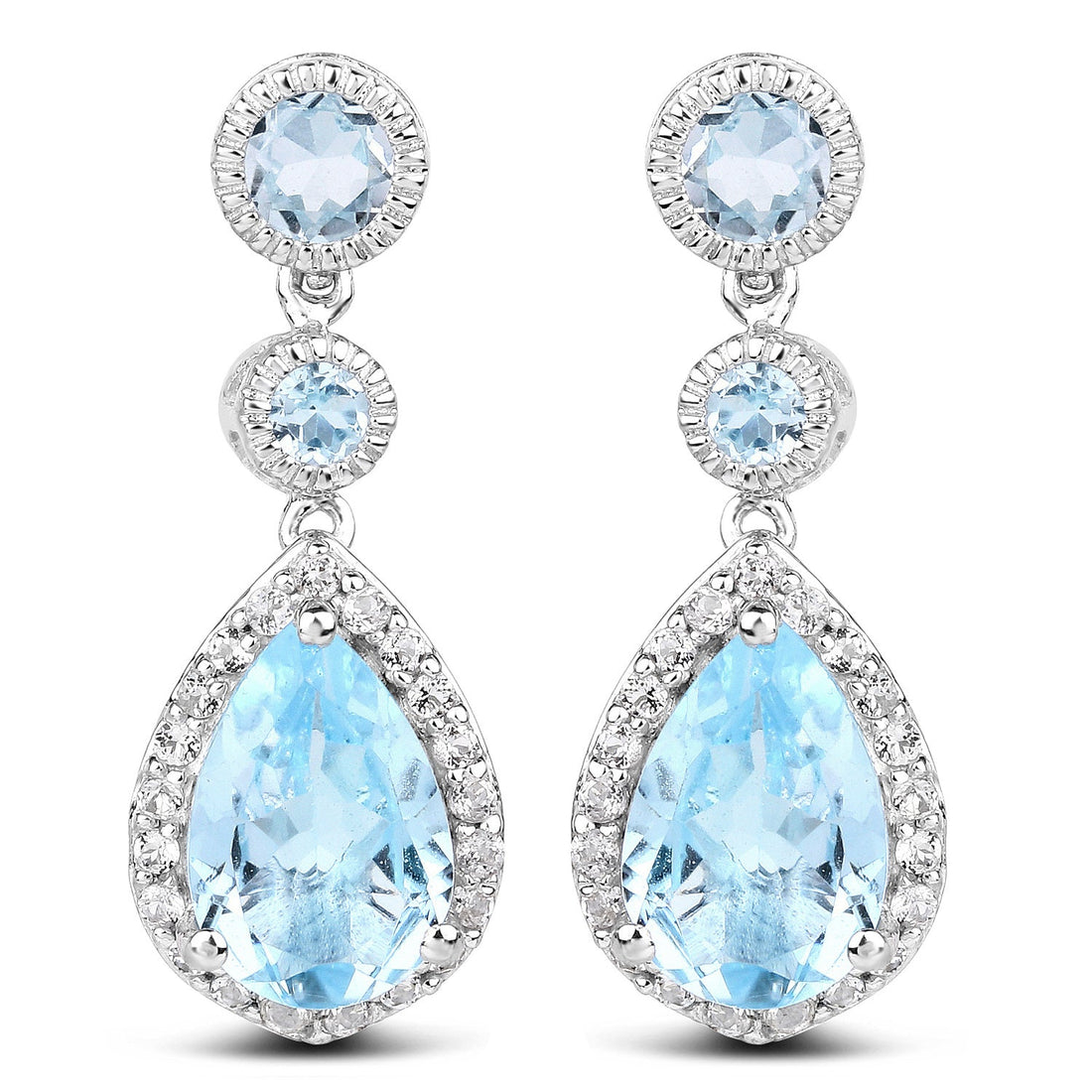 9.46 Carat Genuine Blue Topaz &amp; White Topaz .925 Sterling Silver Earrings by Bids.com