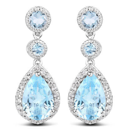 9.46 Carat Genuine Blue Topaz &amp; White Topaz .925 Sterling Silver Earrings by Bids.com