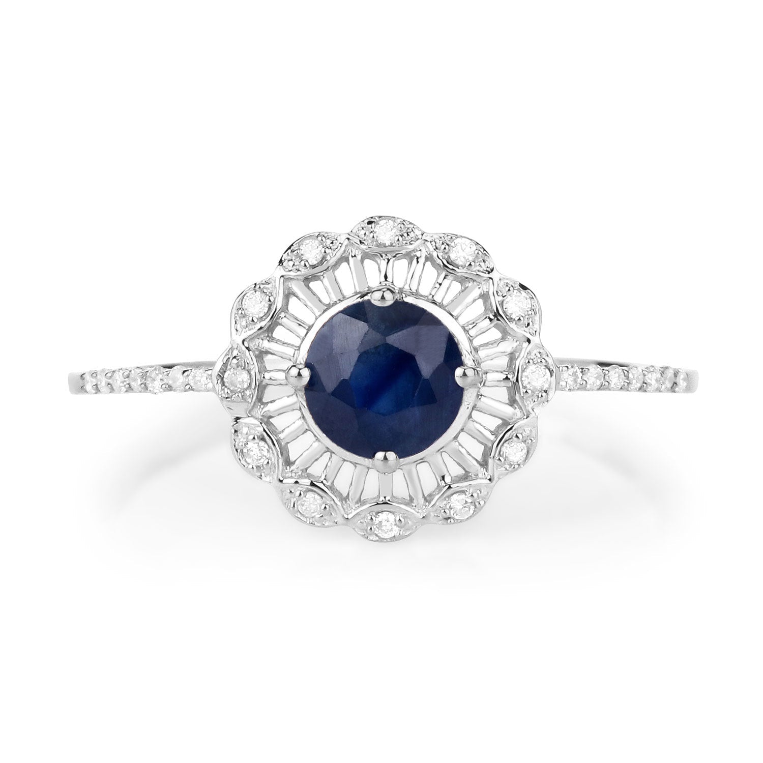 0.72 Carat Genuine Blue Sapphire and White Diamond 14K White Gold Ring by Bids.com