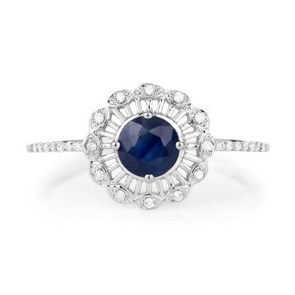 0.72 Carat Genuine Blue Sapphire and White Diamond 14K White Gold Ring by Bids.com