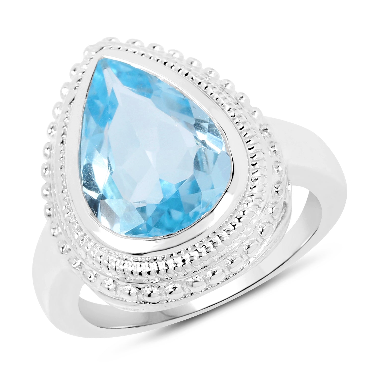 5.30 Carat Genuine Blue Topaz .925 Sterling Silver Ring by Bids.com