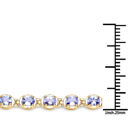 14K Yellow Gold Plated 4.59 Carat Genuine Tanzanite .925 Sterling Silver Bracelet  DestGlow