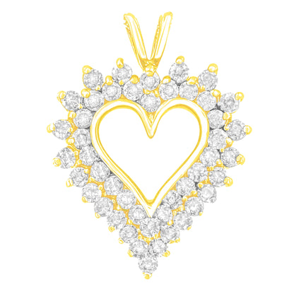 14K Yellow Gold Plated .925 Sterling Silver 3.00 Cttw Round Cut Diamond Cluster Heart 18" Pendant Necklace (K-L Color, I1-I2 Clarity) by Bids.com