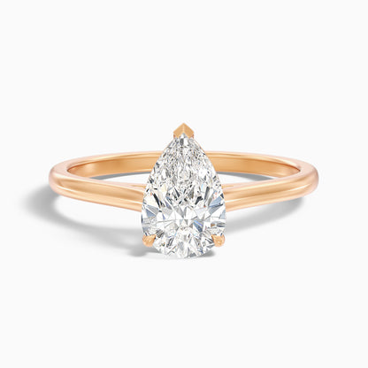 Avi 2.5 Carat Pear Shaped Solitaire Moissanite Diamond Ring in 18k Rose Gold