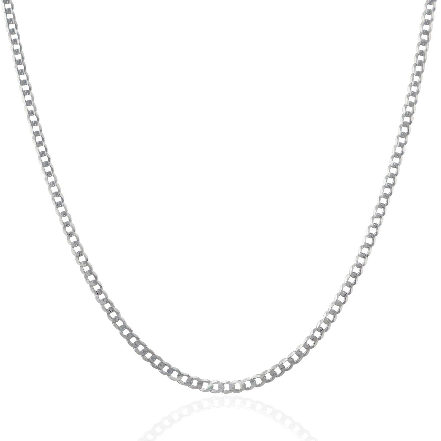 2.6mm 14k White Gold Solid Curb Chain by Bids.com