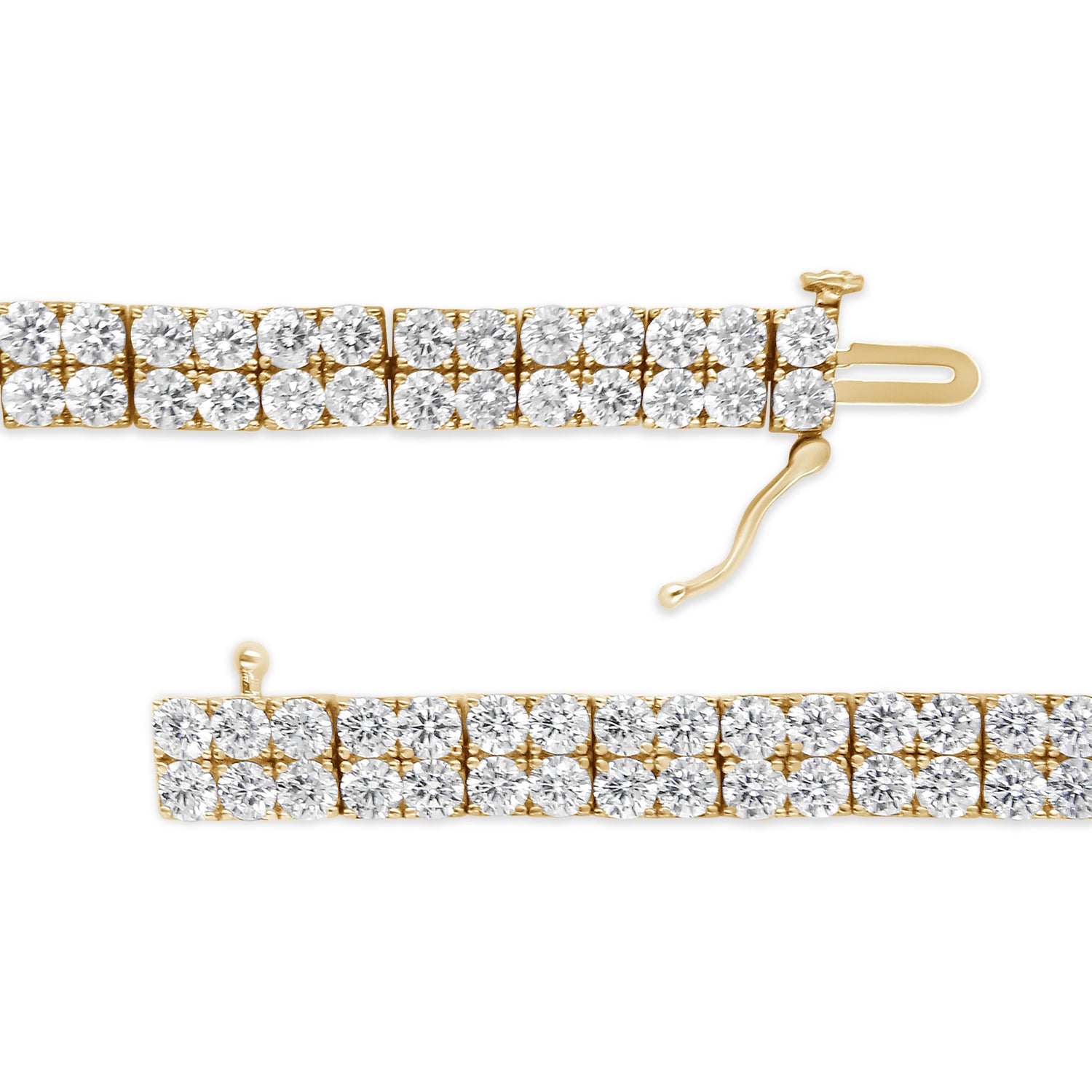 14K Yellow Gold 10.0 Cttw Diamond 2 Row Tennis Bracelet (L-M Color, I2-I3 Clarity) - Size 7.25 Inches  DestGlow