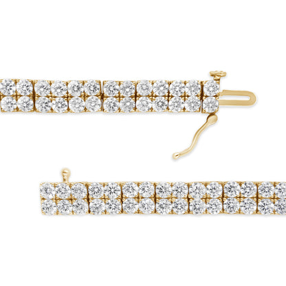 14K Yellow Gold 10.0 Cttw Diamond 2 Row Tennis Bracelet (L-M Color, I2-I3 Clarity) - Size 7.25 Inches  DestGlow