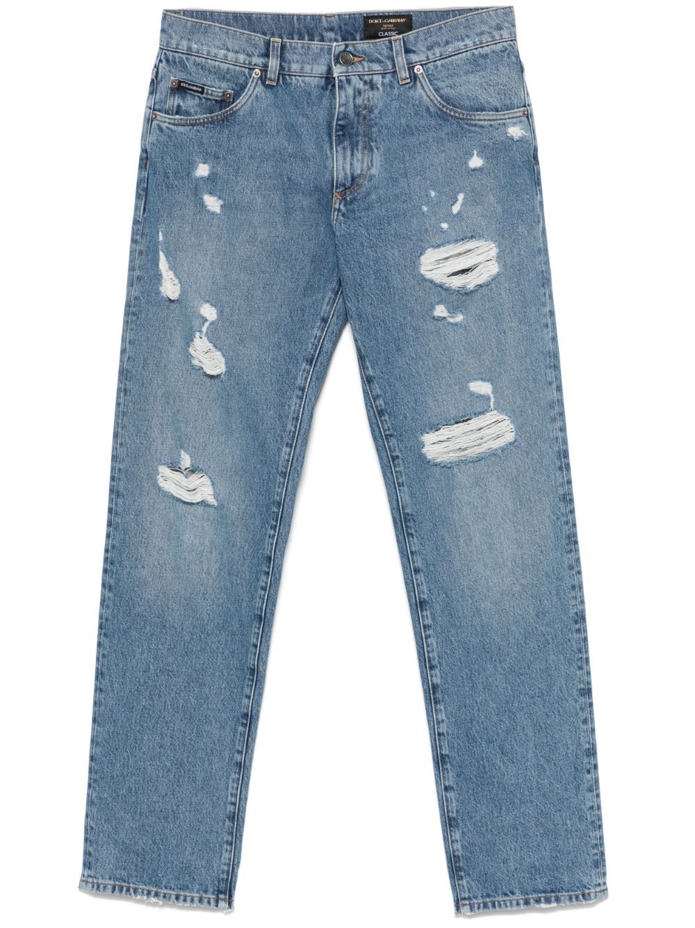 Dolce &amp; Gabbana Men Classic Five-Pocket Cotton Jeans With Abrasions by Luosophy