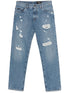 Dolce & Gabbana Men Classic Five-Pocket Cotton Jeans With Abrasions by Luosophy