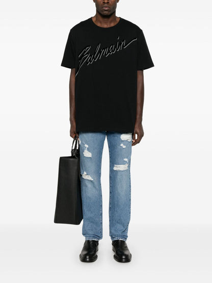 Dolce &amp; Gabbana Men Classic Five-Pocket Cotton Jeans With Abrasions by Luosophy