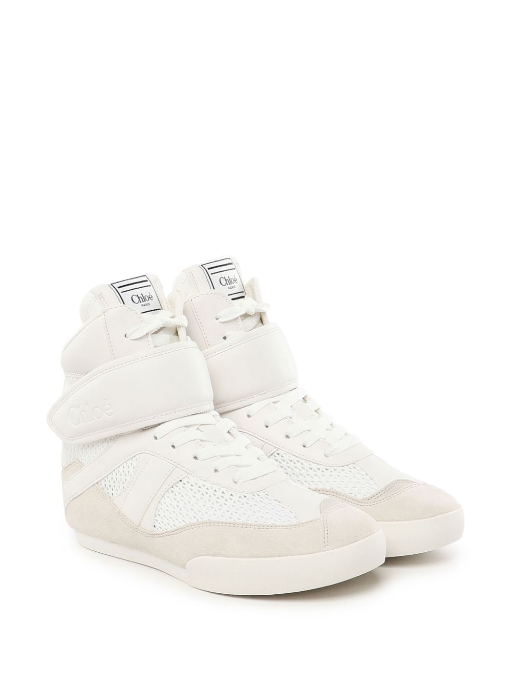 Chloe Women Mesh And Suede Kick High-Top Sneakers by Luosophy