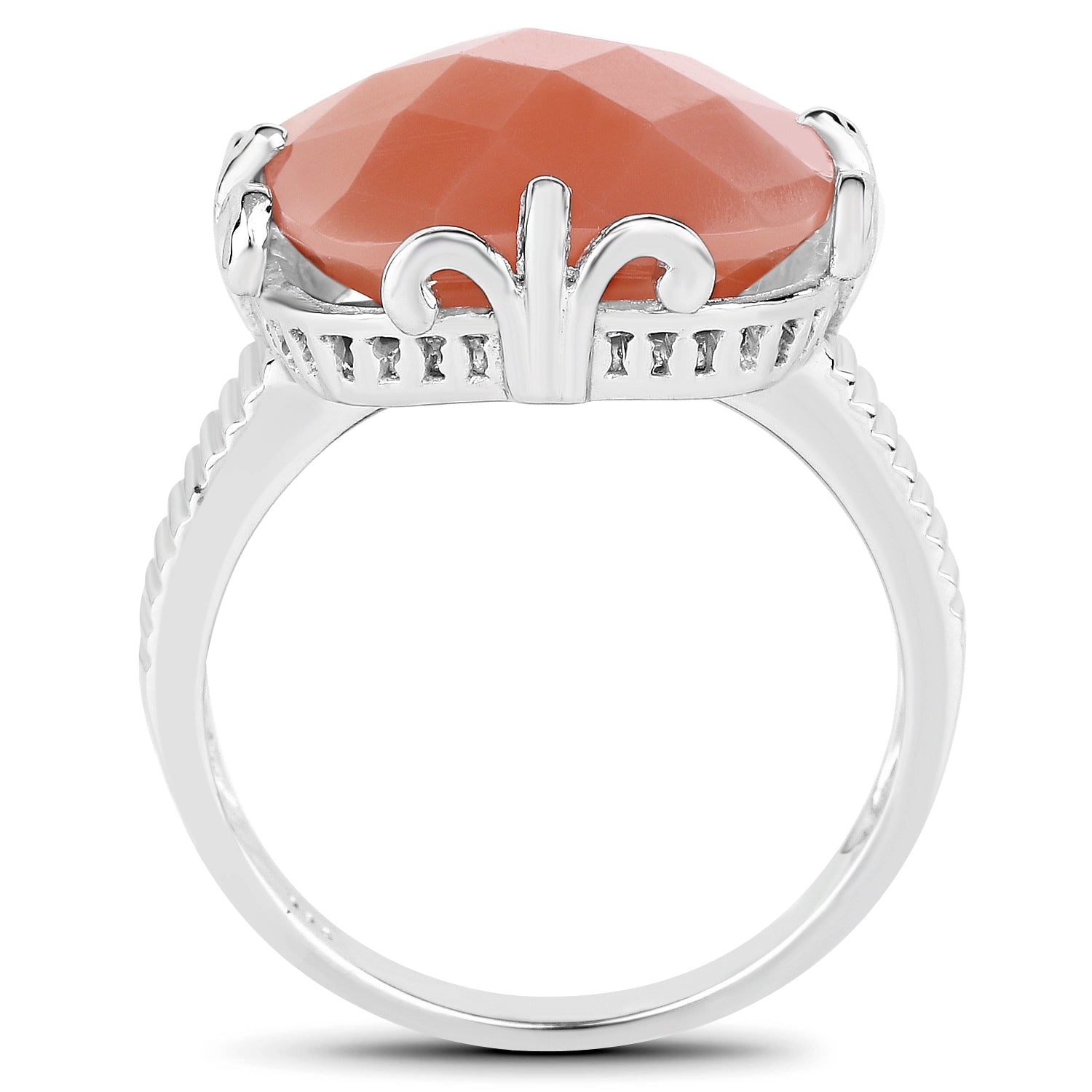 12.75 Carat Genuine Peach Moonstone .925 Sterling Silver Ring by Bids.com