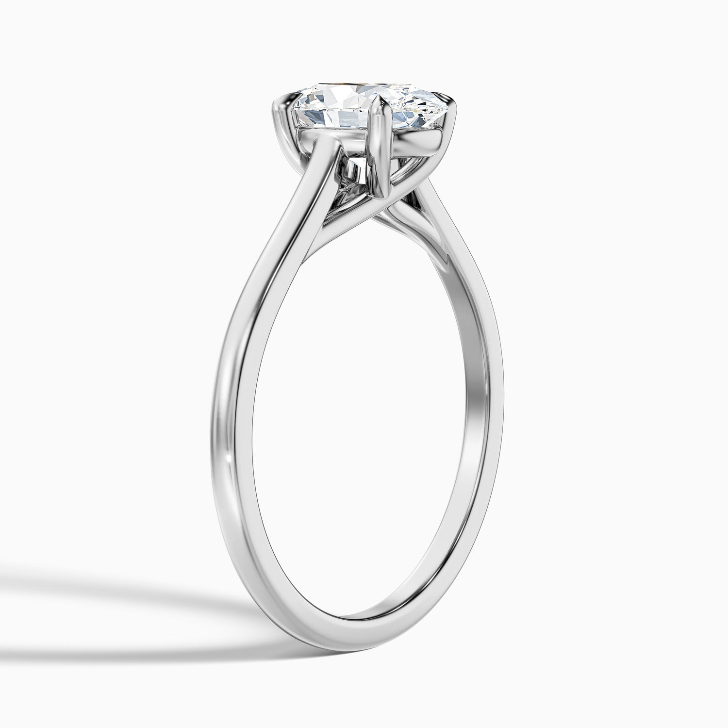 Cindy 2 Carat Oval Solitaire Lab Grown Engagement Ring in 18k White Gold