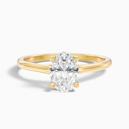 Aria 5 Carat Oval Solitaire Moissanite Diamond Ring in 10k Yellow Gold