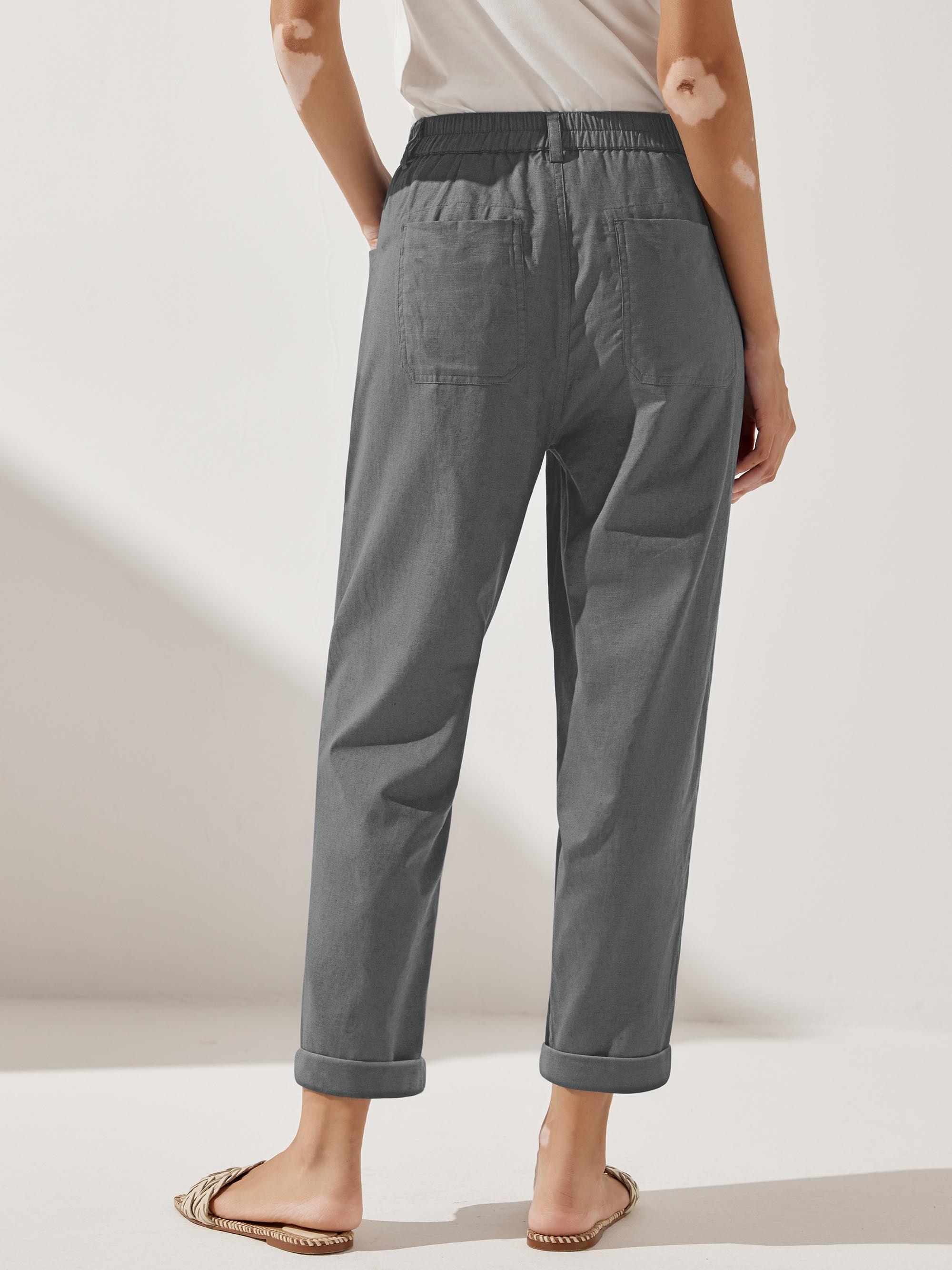 Linen Simple Button Fly Trousers HEIDI by LINTICO