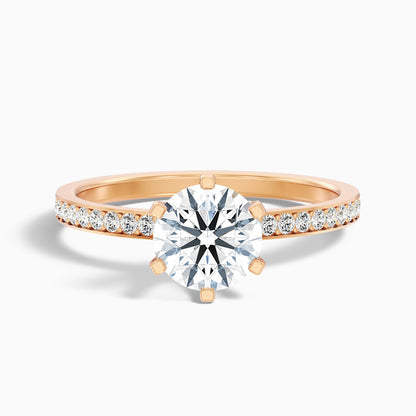 Eden 1.5 Carat Round Side Stone Pave Moissanite Engagement Ring in 18k Rose Gold