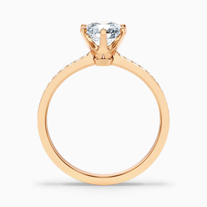 Claudia 2 Carat Round Side Stone Pave Lab Grown Diamond Ring in 14k Yellow Gold