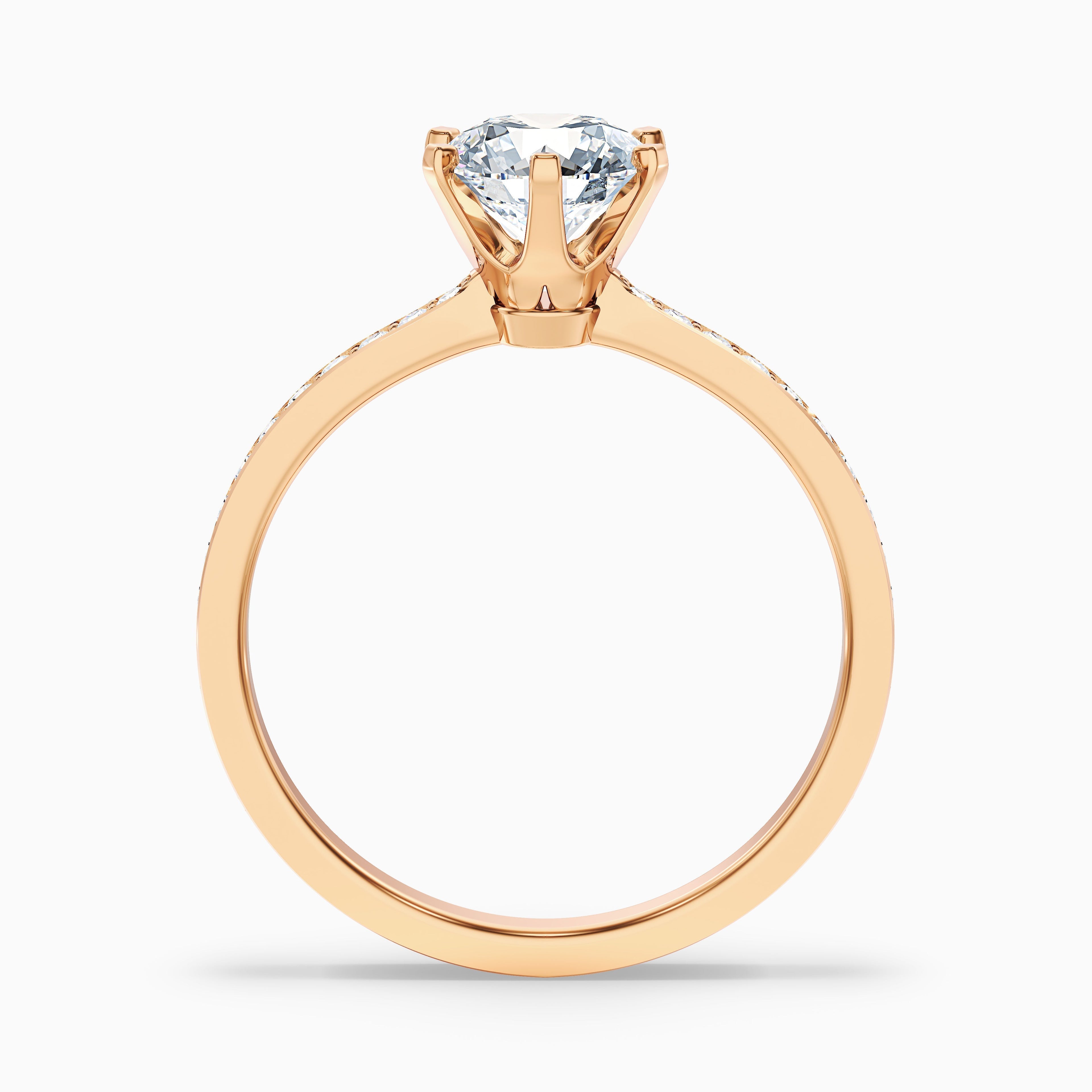 Claudia 3 Carat Round Side Stone Pave Lab Grown Diamond Ring in 18k White Gold