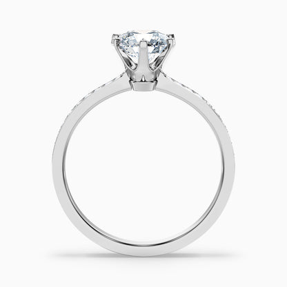 Claudia 1 Carat Round Side Stone Pave Lab Grown Diamond Ring in 18k White Gold