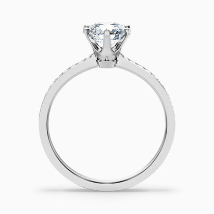Claudia 3.5 Carat Round Side Stone Pave Lab Grown Diamond Ring in 14k Yellow Gold
