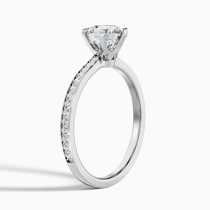 Claudia 5 Carat Round Side Stone Pave Lab Grown Diamond Ring in 14k Yellow Gold