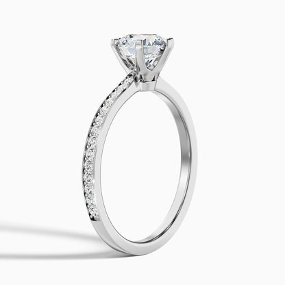 Claudia 1.5 Carat Round Side Stone Pave Lab Grown Diamond Ring in 18k White Gold