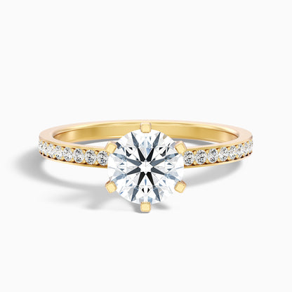 Claudia 4 Carat Round Side Stone Pave Lab Grown Diamond Ring in 10k Rose Gold