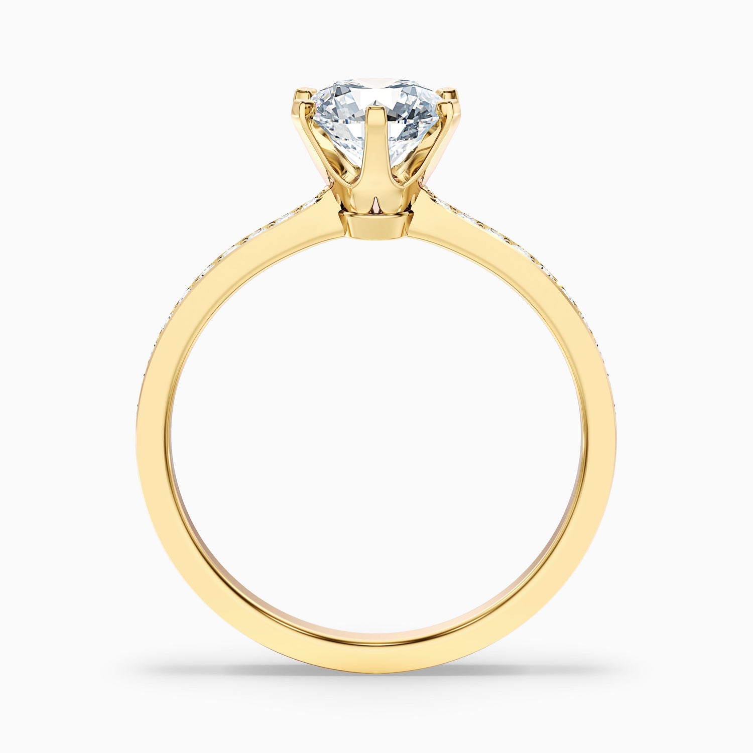 Claudia 2.5 Carat Round Side Stone Pave Lab Grown Diamond Ring in 10k White Gold