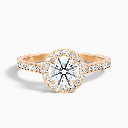 Dallas 1 Carat Round Halo Pave Lab Grown Diamond Ring in 14k White Gold  DestGlow