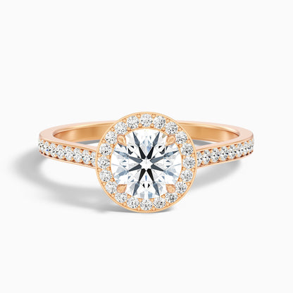 Dallas 1 Carat Round Halo Pave Lab Grown Diamond Ring in 10k Yellow Gold