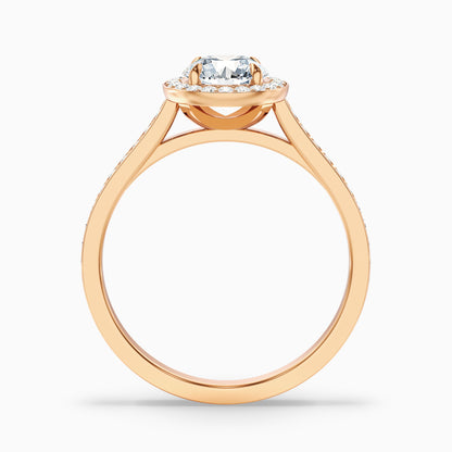 Jessy 2 Carat Round Halo Pave Moissanite Engagement Ring in 14k Rose Gold