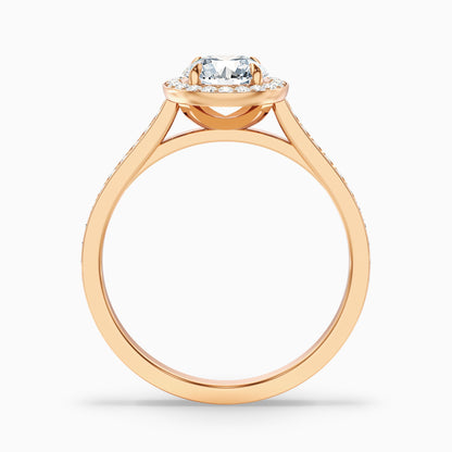 Jessy 4 Carat Round Halo Pave Moissanite Engagement Ring in 14k White Gold