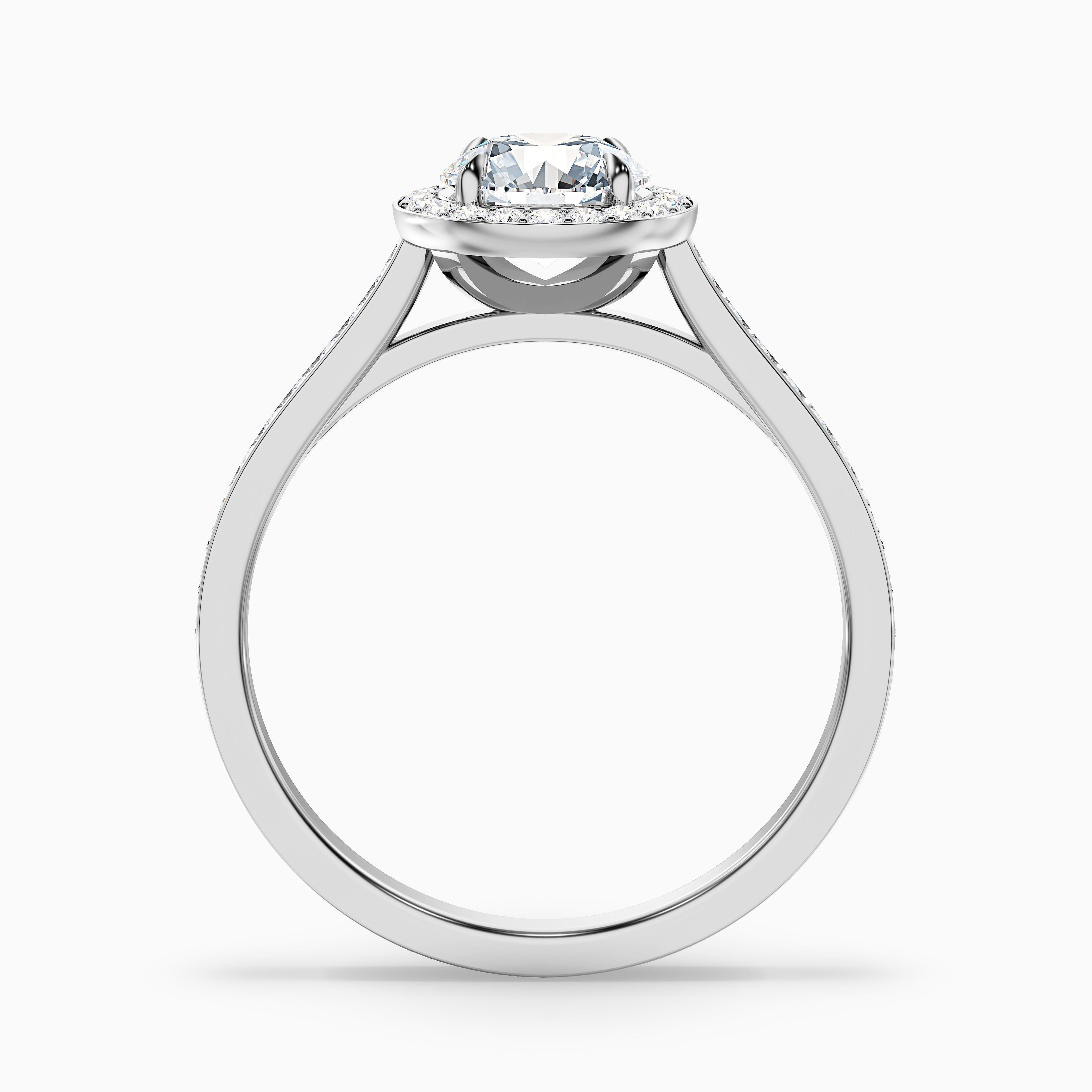 Dallas 4 Carat Round Halo Pave Lab Grown Diamond Ring in 10k Yellow Gold