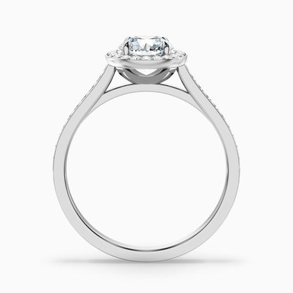 Dallas 3 Carat Round Halo Pave Lab Grown Diamond Ring in 10k Yellow Gold