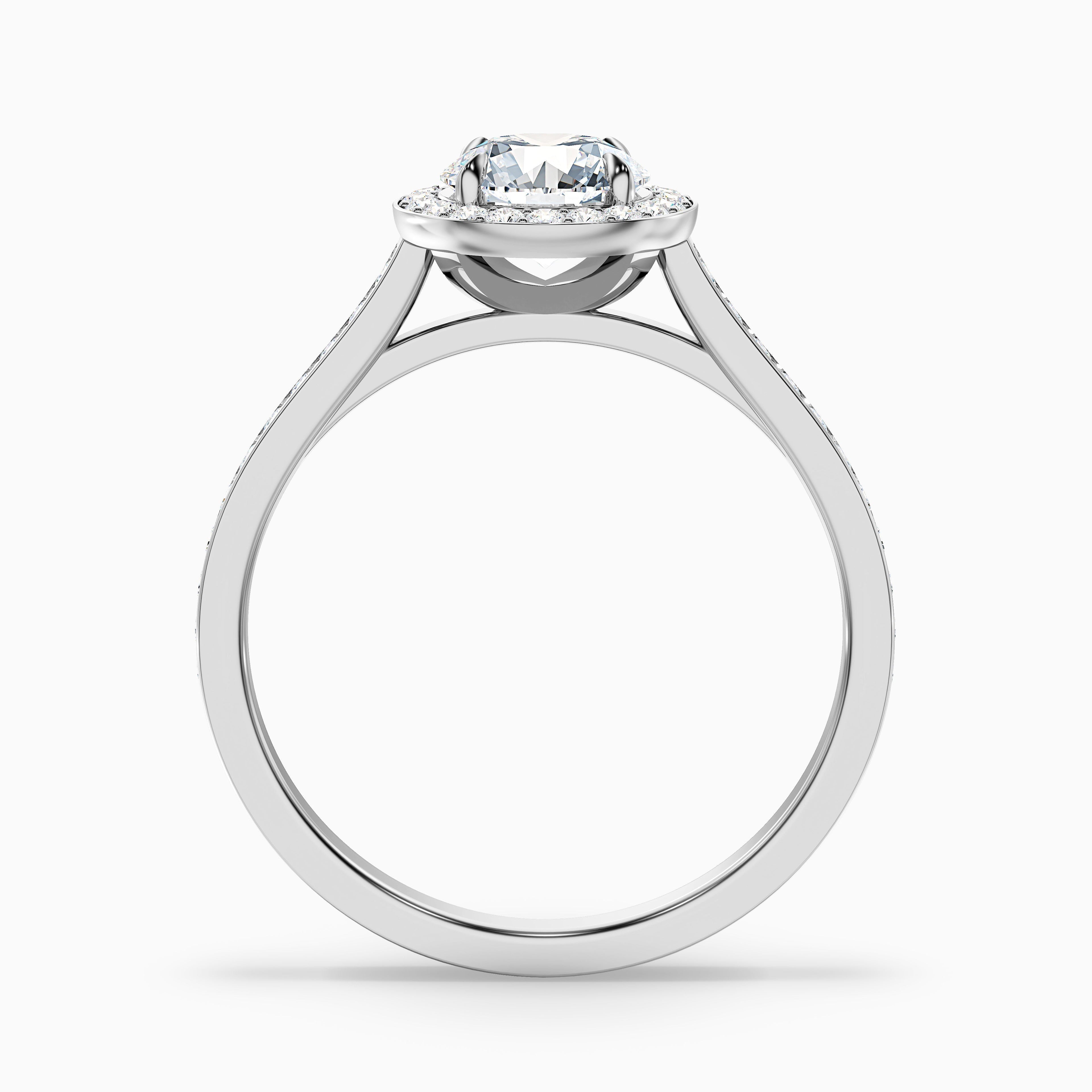 Dallas 1 Carat Round Halo Pave Lab Grown Diamond Ring in 10k Rose Gold