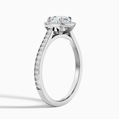 Dallas 3.5 Carat Round Halo Pave Lab Grown Diamond Ring in 18k Yellow Gold  DestGlow