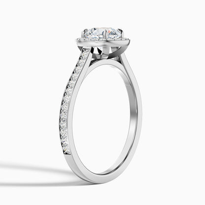 Dallas 3 Carat Round Halo Pave Lab Grown Diamond Ring in 10k Yellow Gold