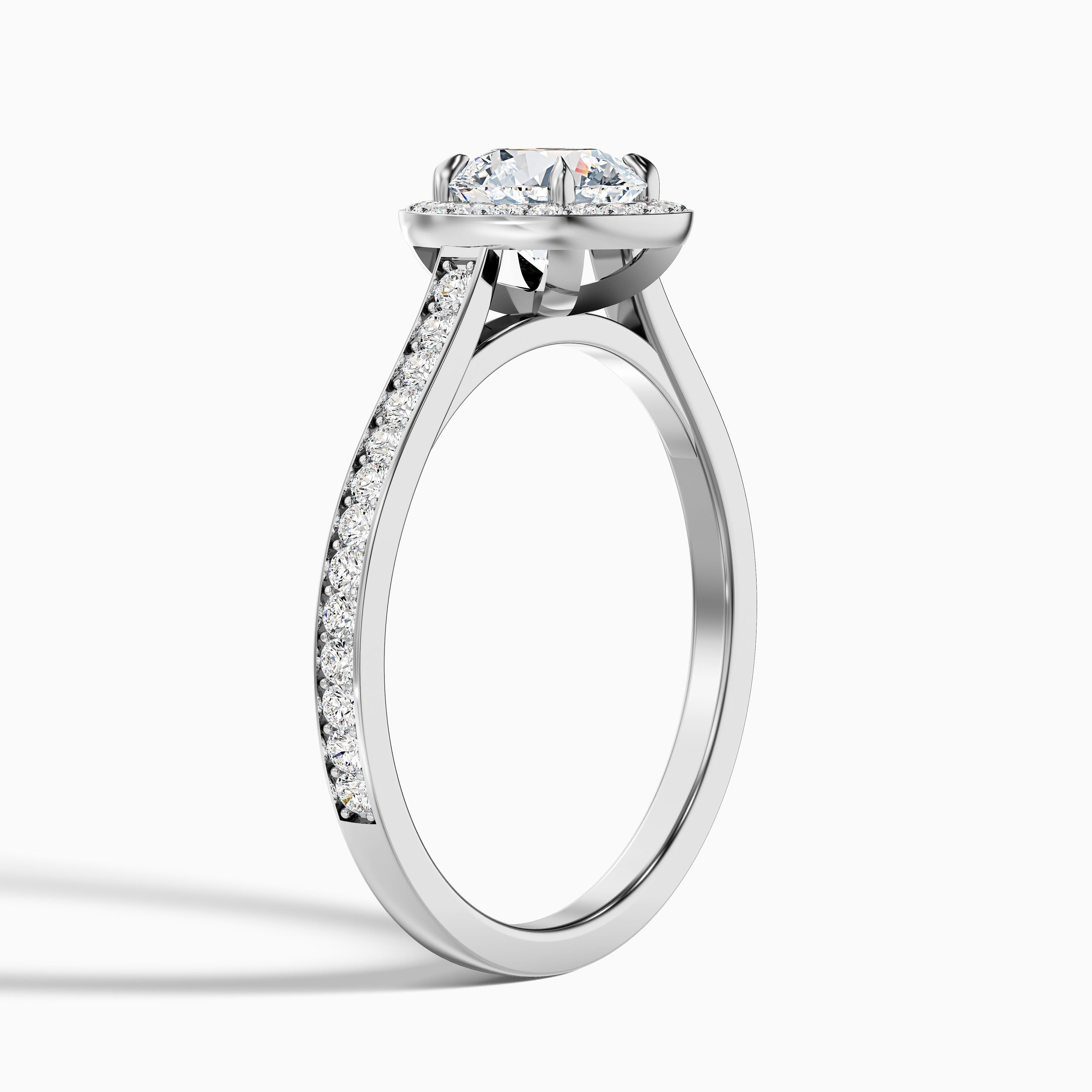 Dallas 4.5 Carat Round Halo Pave Lab Grown Diamond Ring in 14k Rose Gold