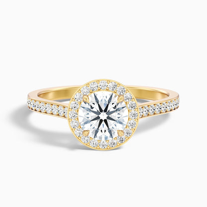 Dallas 3 Carat Round Halo Pave Lab Grown Diamond Ring in 14k Rose Gold