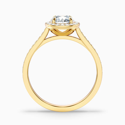 Jessy 2.5 Carat Round Halo Pave Moissanite Engagement Ring in 18k White Gold
