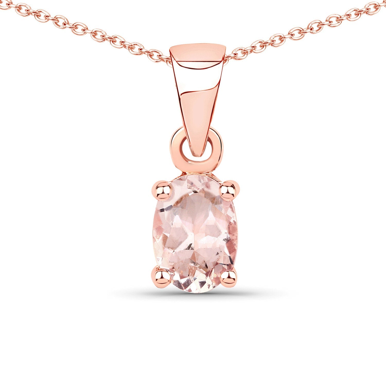 0.70 Carat Genuine Morganite .925 Sterling Silver Pendant  DestGlow