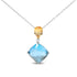 18K White and Yellow Gold Diamond Accent and Yellow Citrine and Sky Blue Topaz Gemstone Dangle Drop 18" Pendant Necklace (G-H Color, SI1-SI2 Clarity) by Bids.com
