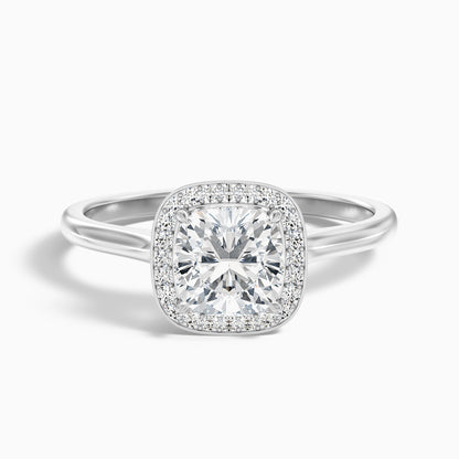 Jeri 3 Carat Cushion Cut Halo Moissanite Engagement Ring in 10k Yellow Gold