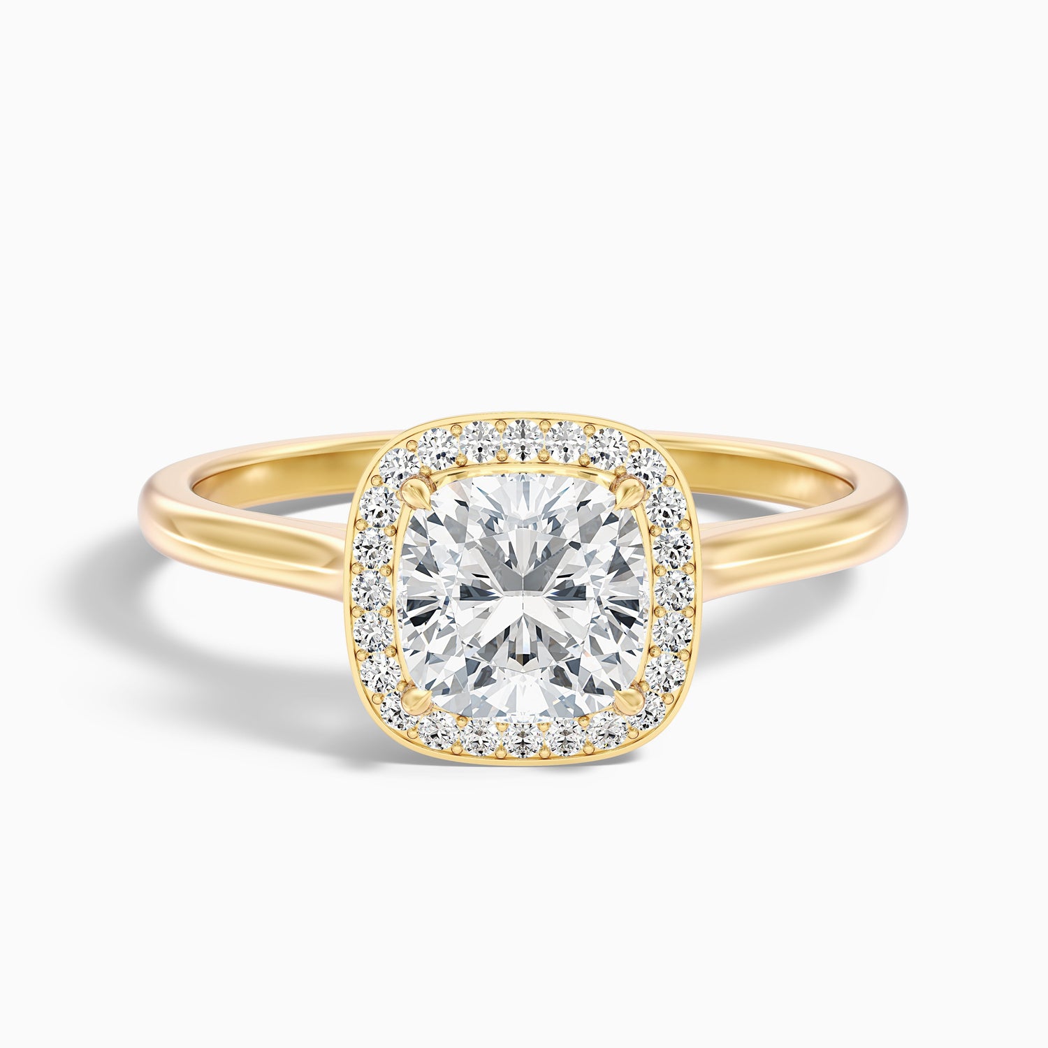 Jeri 2.5 Carat Cushion Cut Halo Moissanite Engagement Ring in 18k Yellow Gold  DestGlow