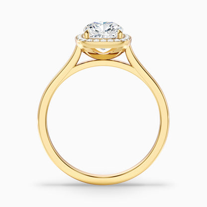 Jeri 2.5 Carat Cushion Cut Halo Moissanite Engagement Ring in 18k Yellow Gold  DestGlow