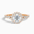 Dela 7 Carat Round Halo Pave Moissanite Engagement Ring in 14k Rose Gold  DestGlow