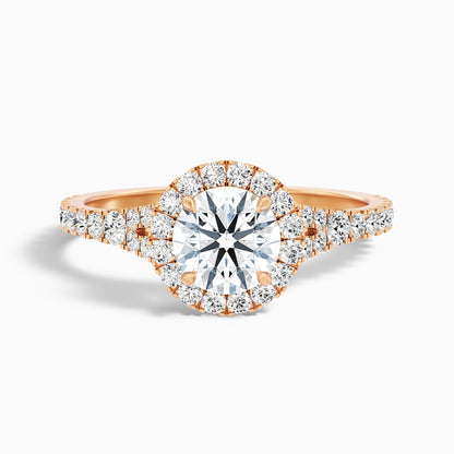 Erin 5 Carat Round Halo Pave Moissanite Engagement Ring in 10k White Gold
